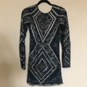 The Jetset Diaries beaded long sleeve mini dress